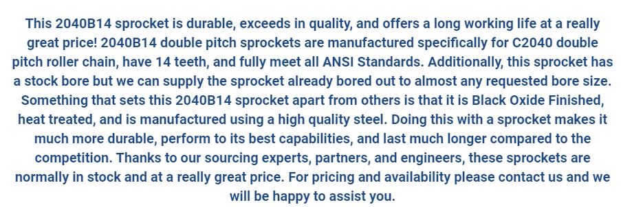 Extended Pitch Sprockets